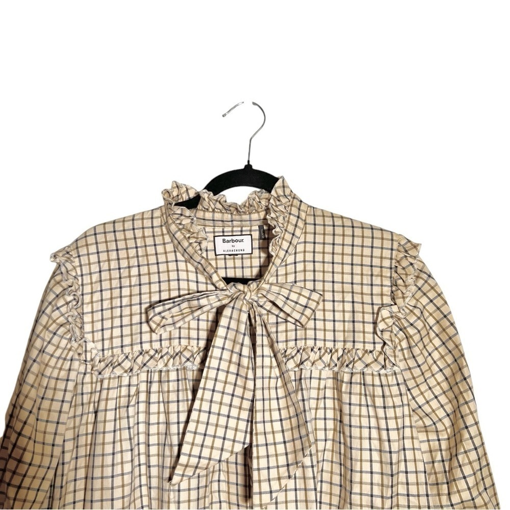 Barbour by Alexa Chung Bella Plaid Tie Neck Blouse Approx Size US 14 Runs Big - Picture 4 of 10